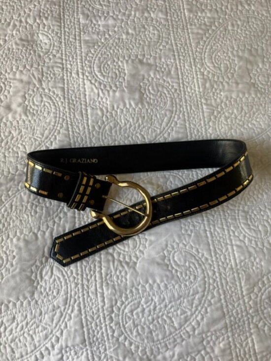 vintage r.j graziano black wide leather belt main image 4